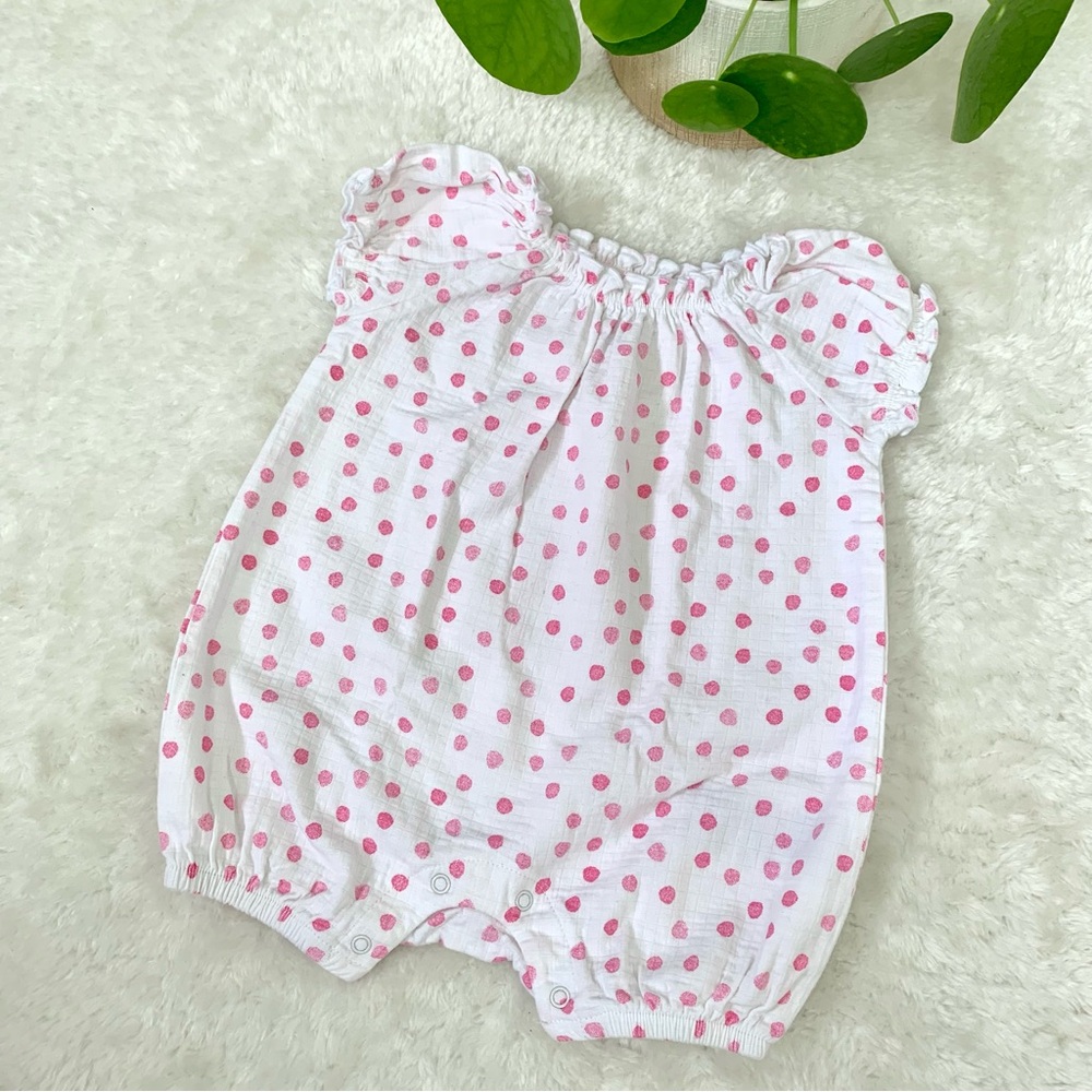 ⭐️2/$20 aden + anais Pink Polka Gathered Dot One Piece Romper